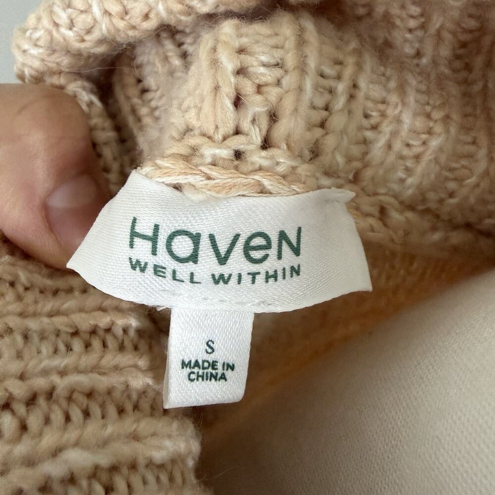 Haven Well Within Marled Turtleneck Sweater Woman’s Size S Beige Chunky Knit - Picture 7 of 10
